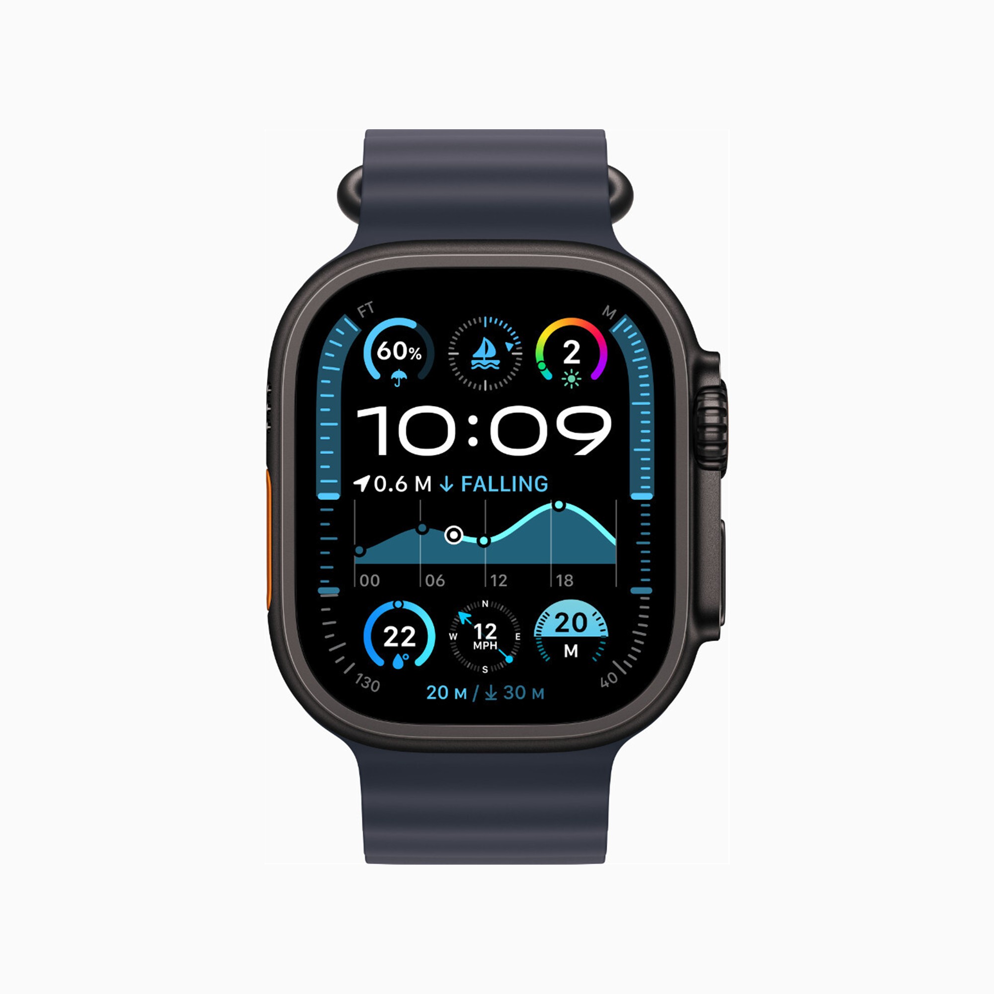 Apple Watch Ultra 2 GPS + Cellular 49mm Black Titanium Case w. Navy Ocean Band (MYTC3+MYPD3) б/у